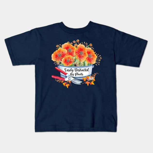 Easily Distracted By Plants Kids T-Shirt by Athikan